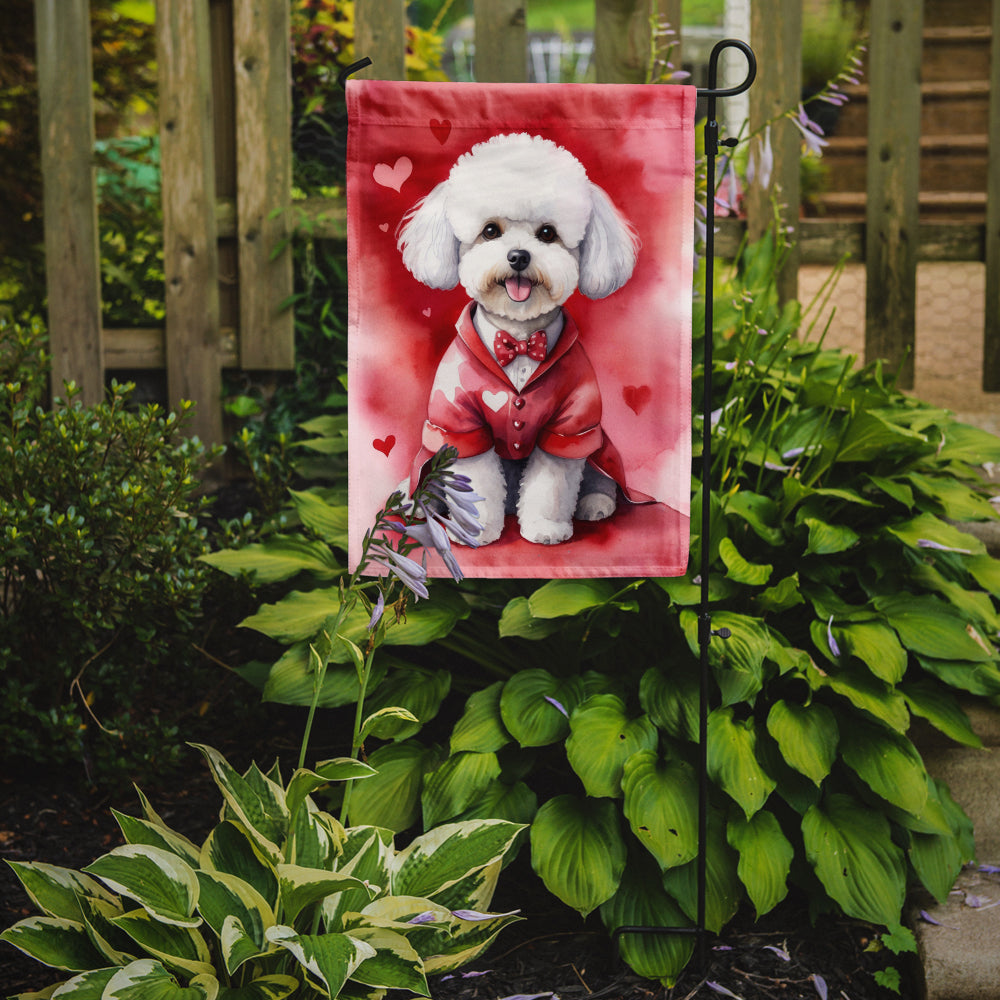 Caroline's Treasures Bichon Frise Valentine’s Day Garden Flag – Dog-Themed Heart Yard Decor