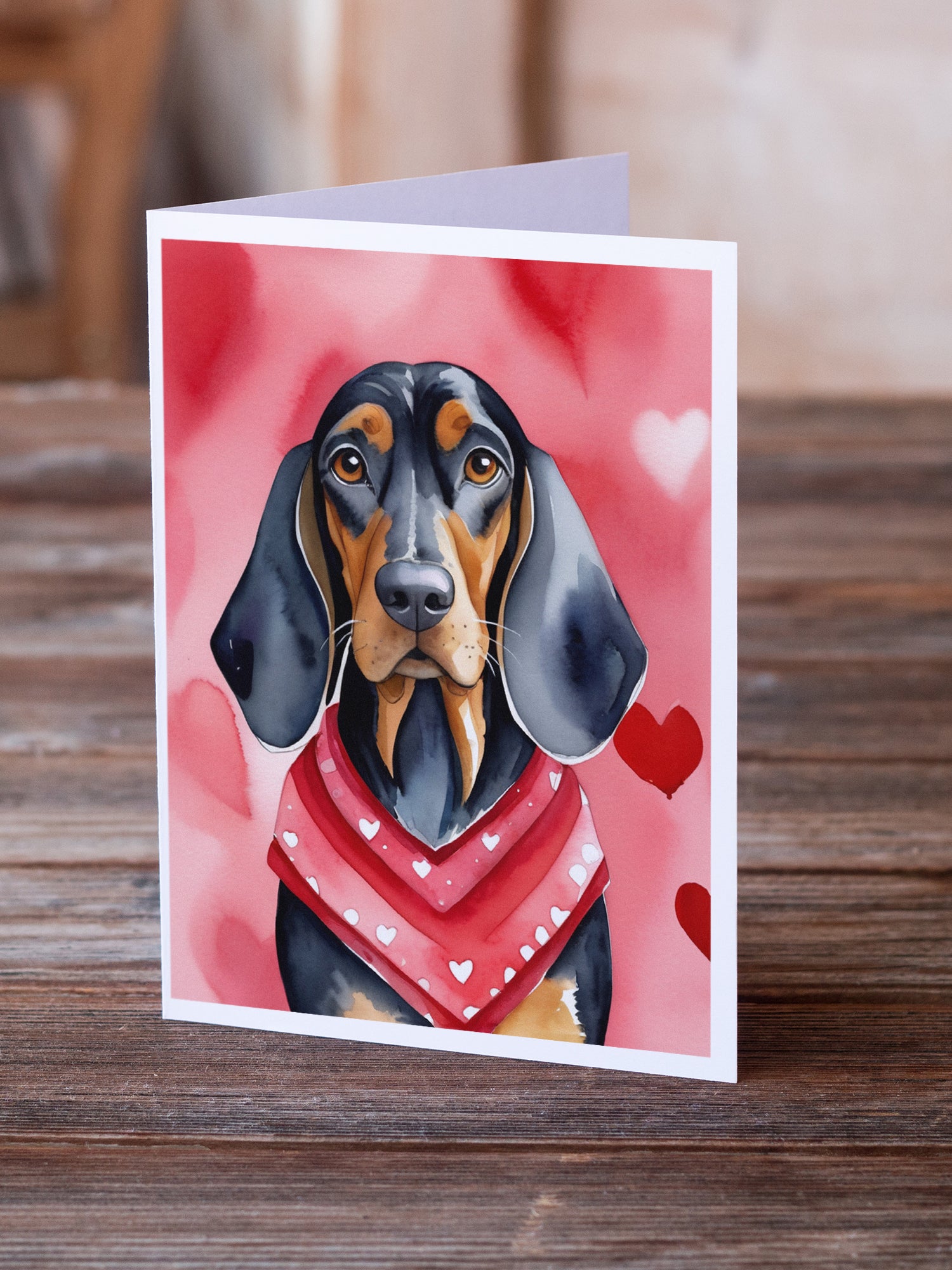Black and Tan Coonhound My Valentine Greeting Cards Pack of 8