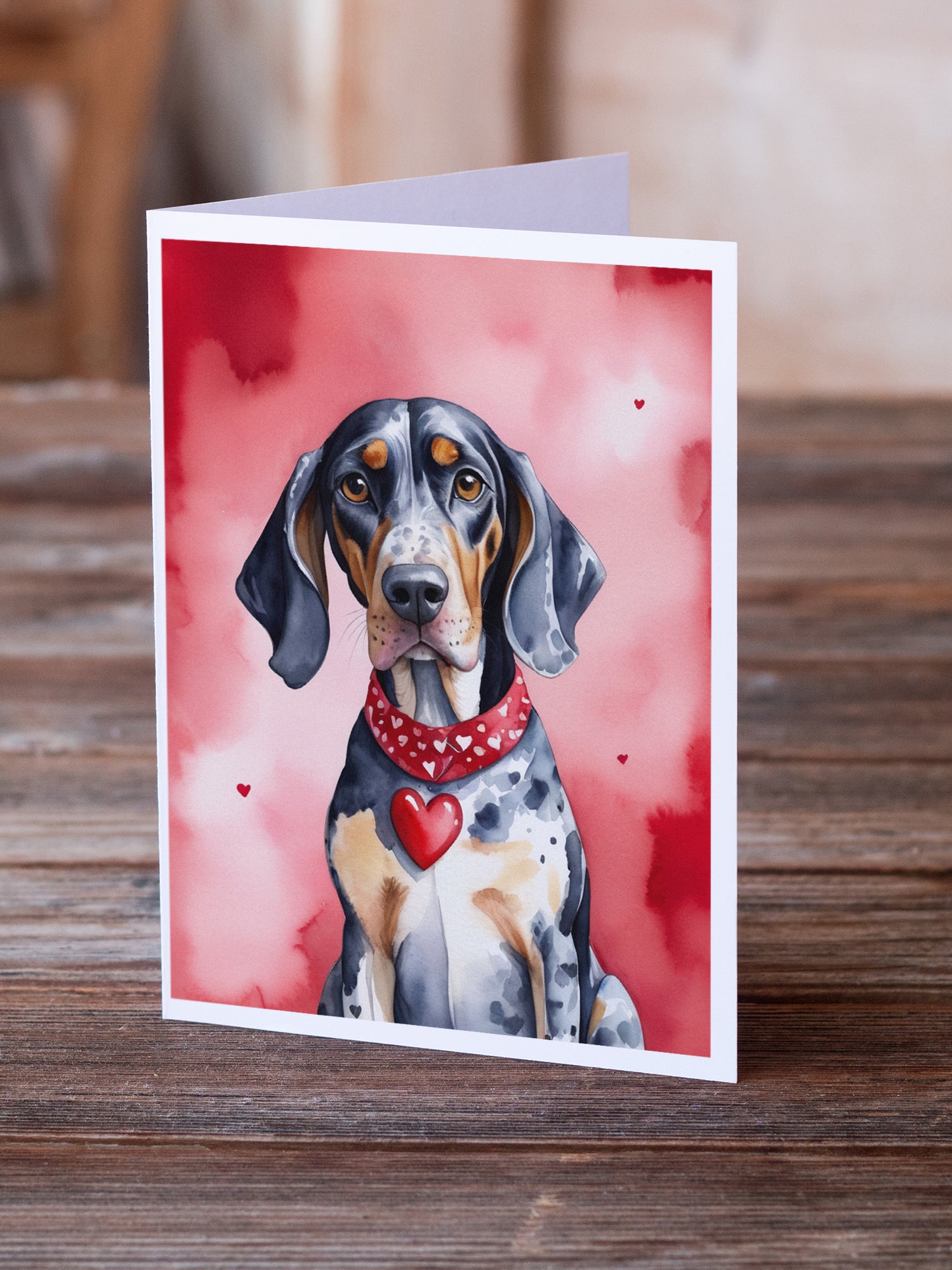 Bluetick Coonhound My Valentine Greeting Cards Pack of 8