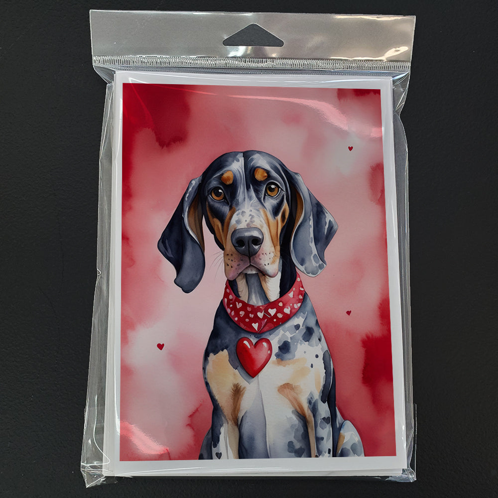 Bluetick Coonhound My Valentine Greeting Cards Pack of 8
