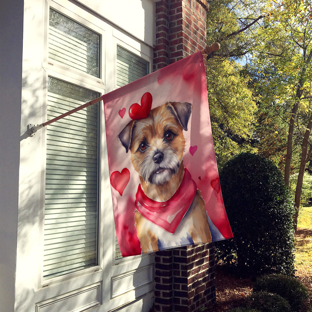 Border Terrier My Valentine House Flag