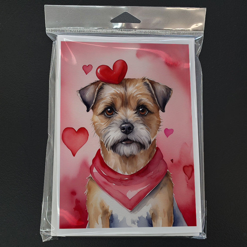 Border Terrier My Valentine Greeting Cards Pack of 8