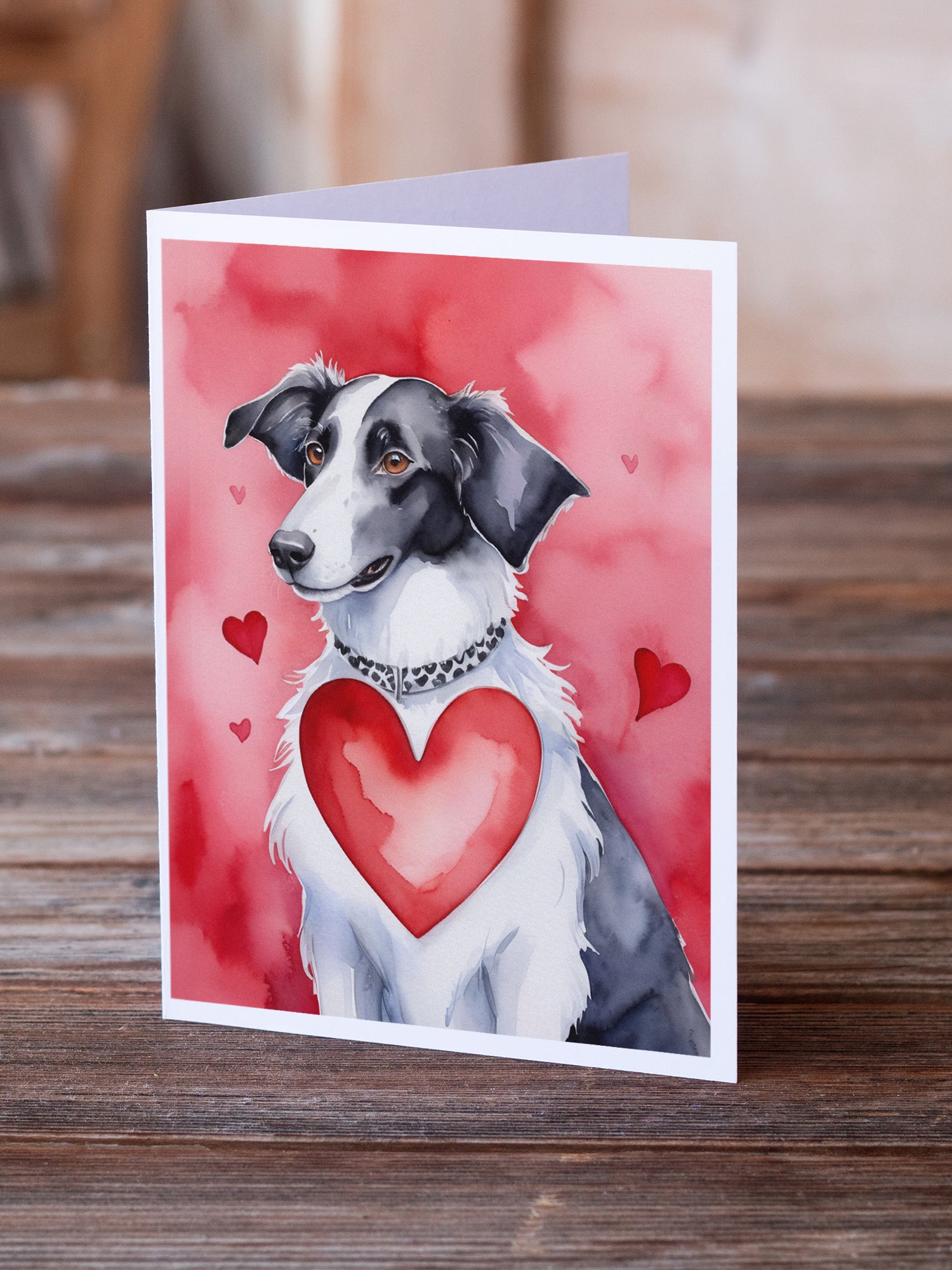 Borzoi My Valentine Greeting Cards Pack of 8