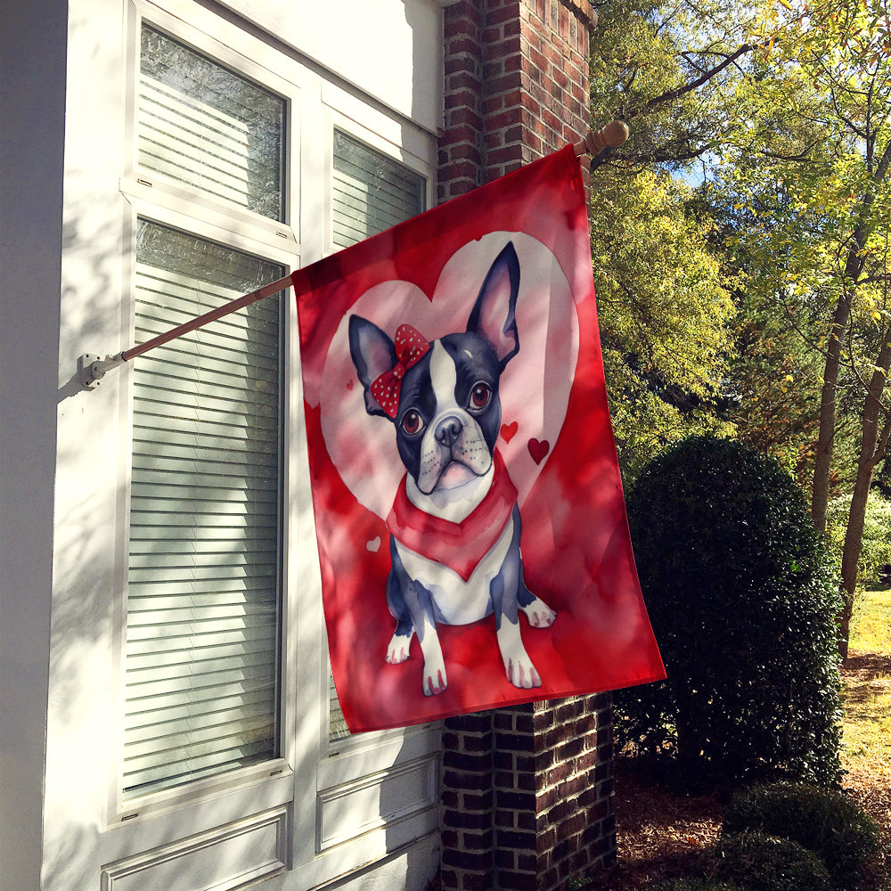 Boston Terrier My Valentine House Flag