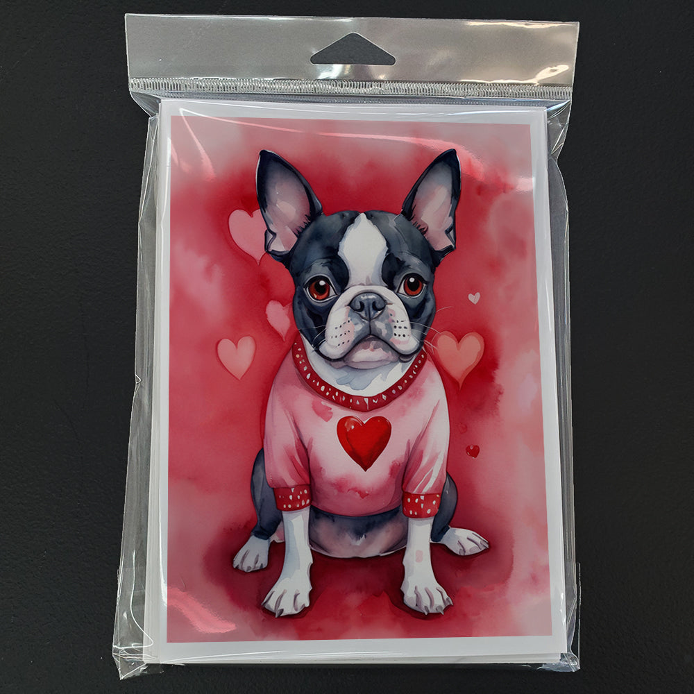 Boston Terrier My Valentine Greeting Cards Pack of 8