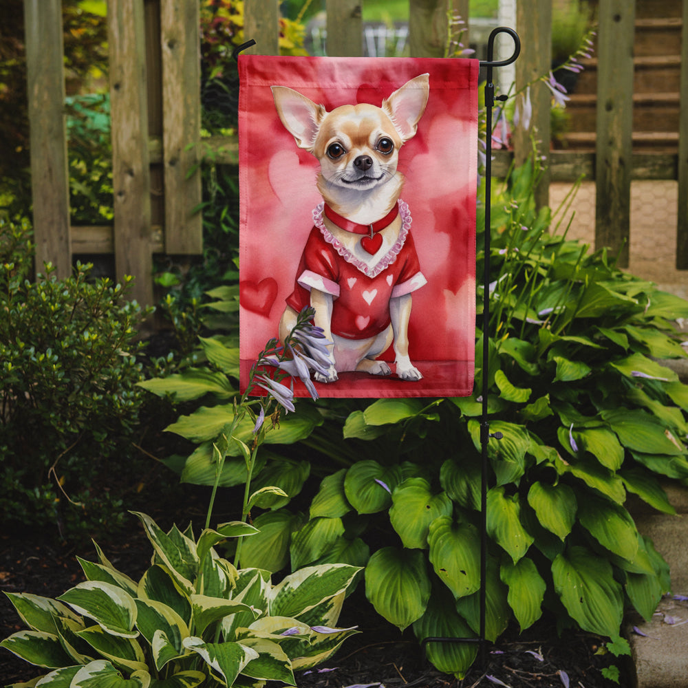 Caroline's Treasures Chihuahua Valentine’s Day Garden Flag – Dog-Themed Heart Yard Decor