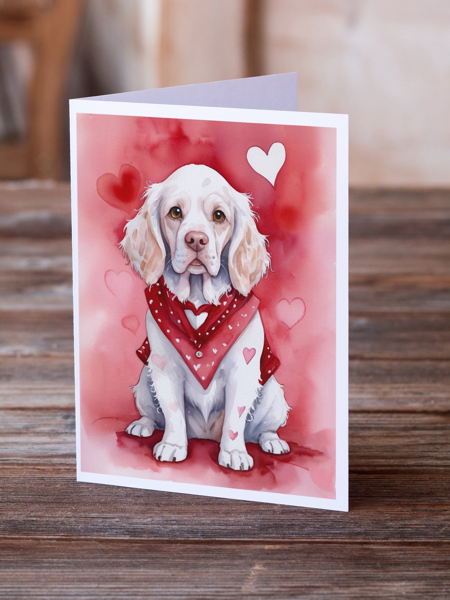Clumber Spaniel My Valentine Greeting Cards Pack of 8