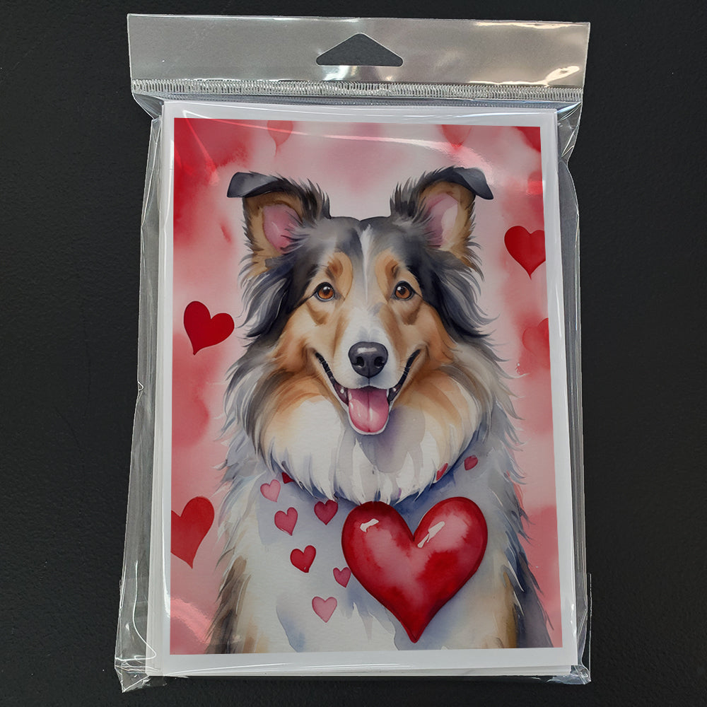 Collie My Valentine Greeting Cards Pack of 8
