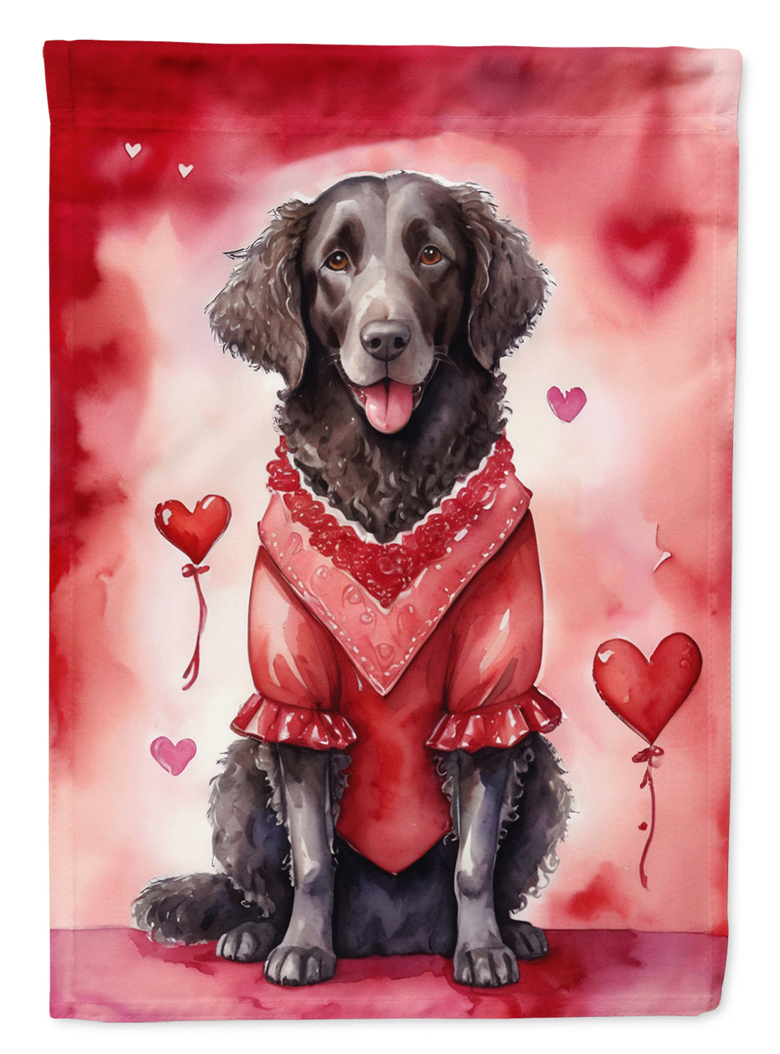 Buy this Curly-Coated Retriever My Valentine House Flag