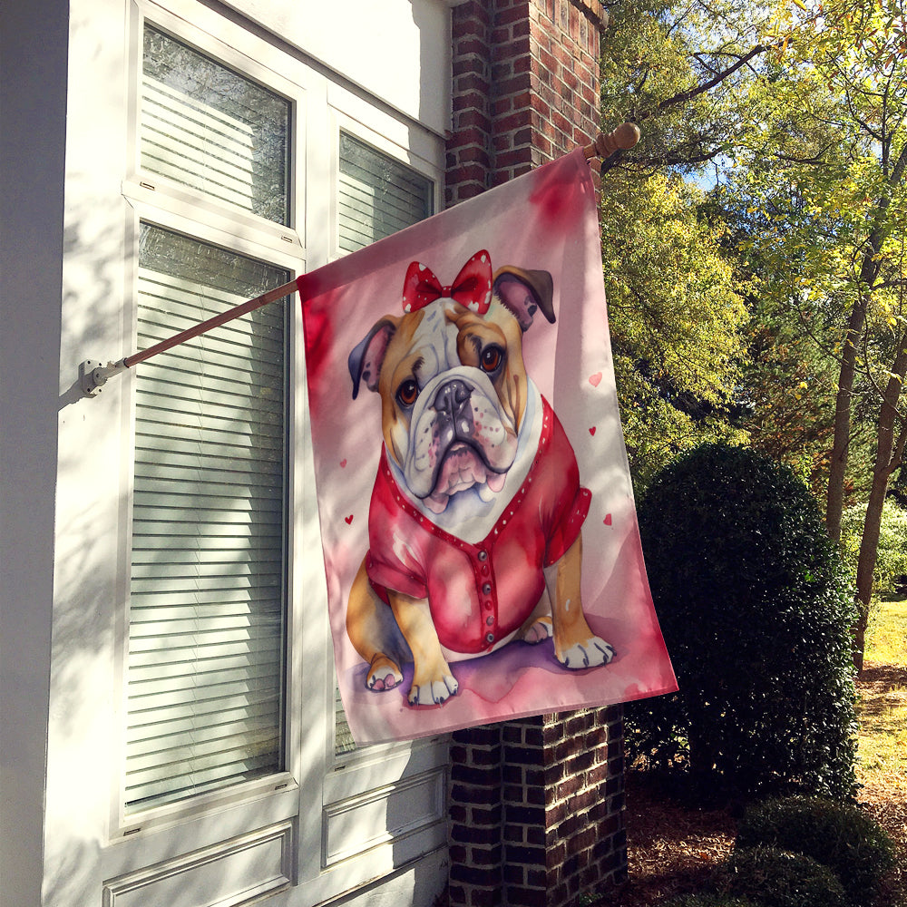 English Bulldog My Valentine House Flag