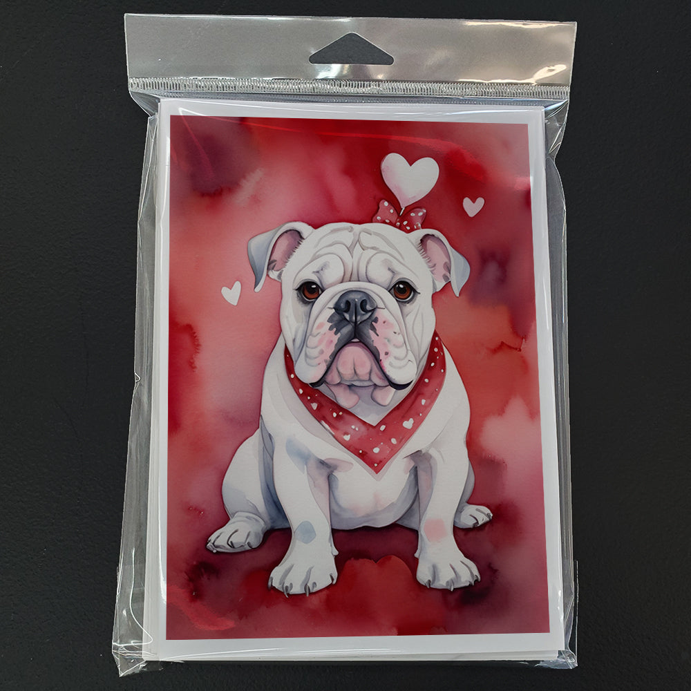 English Bulldog My Valentine Greeting Cards Pack of 8