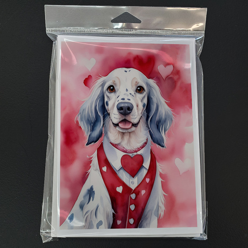 English Setter My Valentine Greeting Cards Pack of 8