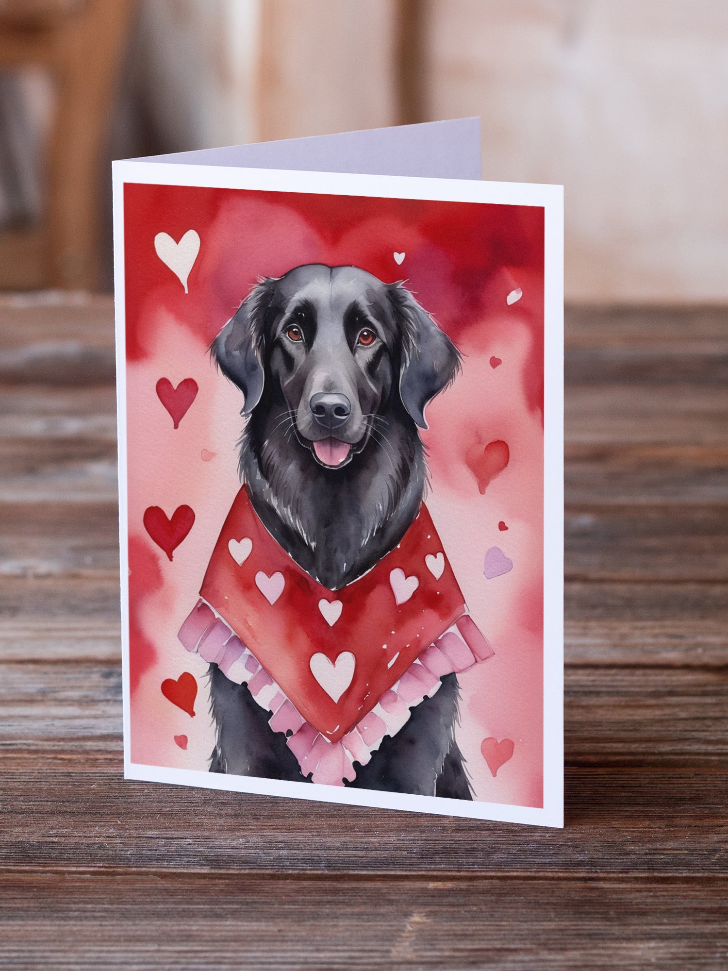 Flat-Coated Retriever My Valentine Greeting Cards Pack of 8