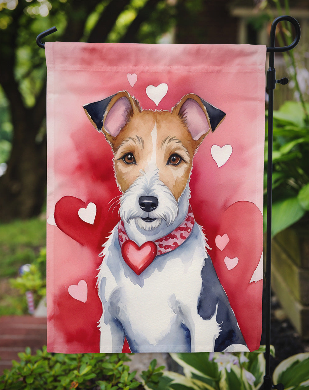Fox Terrier My Valentine Garden Flag