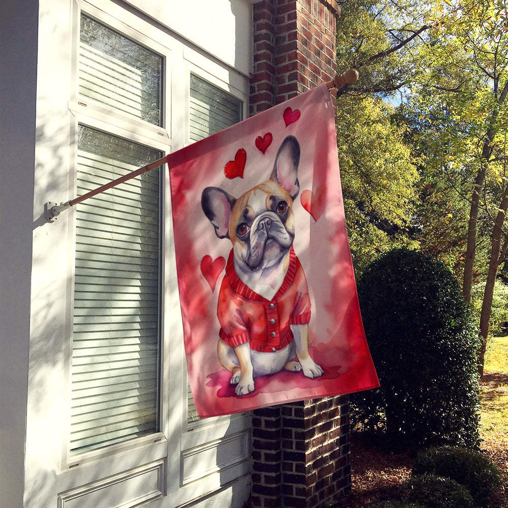 French Bulldog My Valentine House Flag