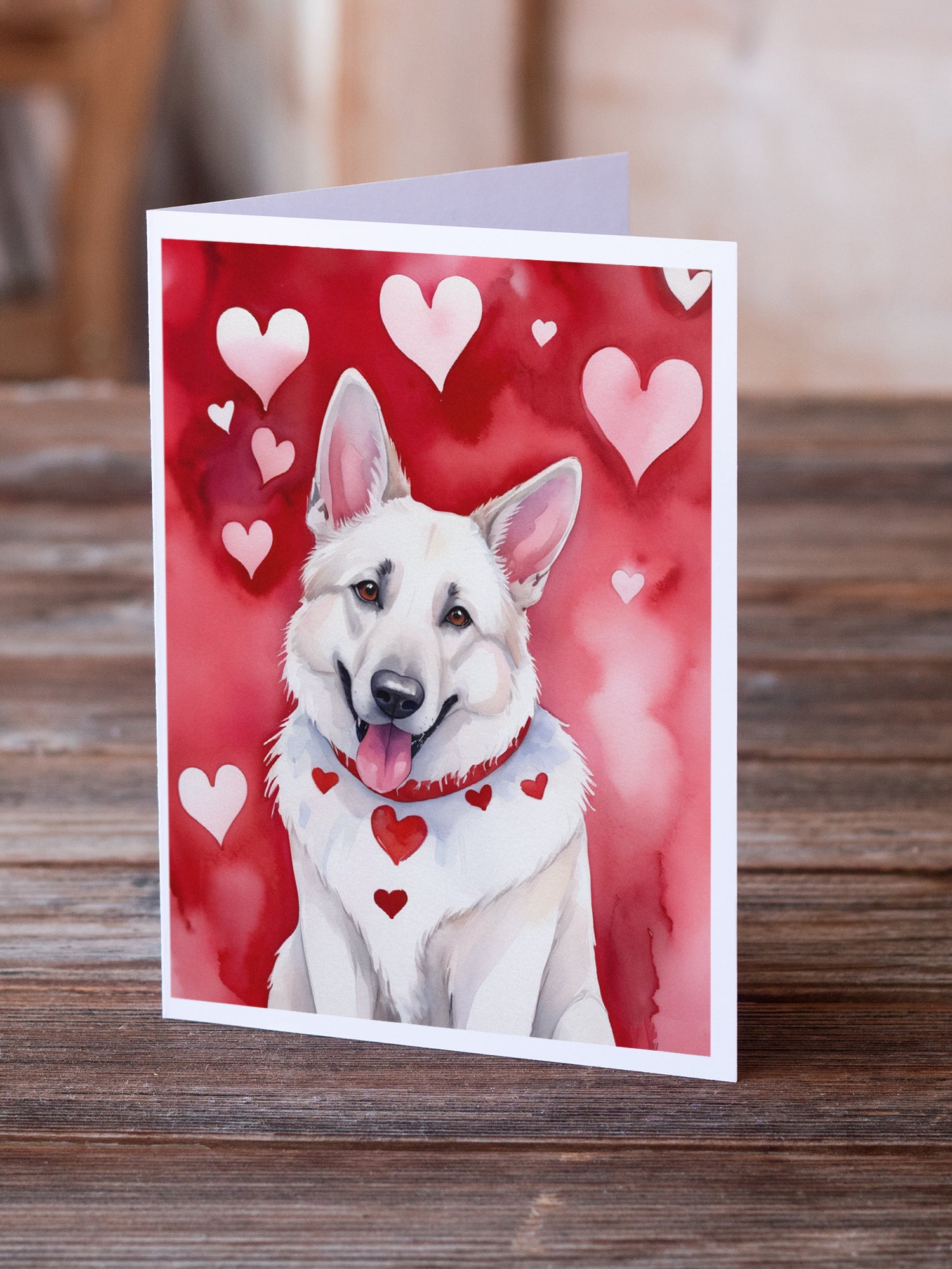 White German Shepherd My Valentine Greeting Cards Pack of 8