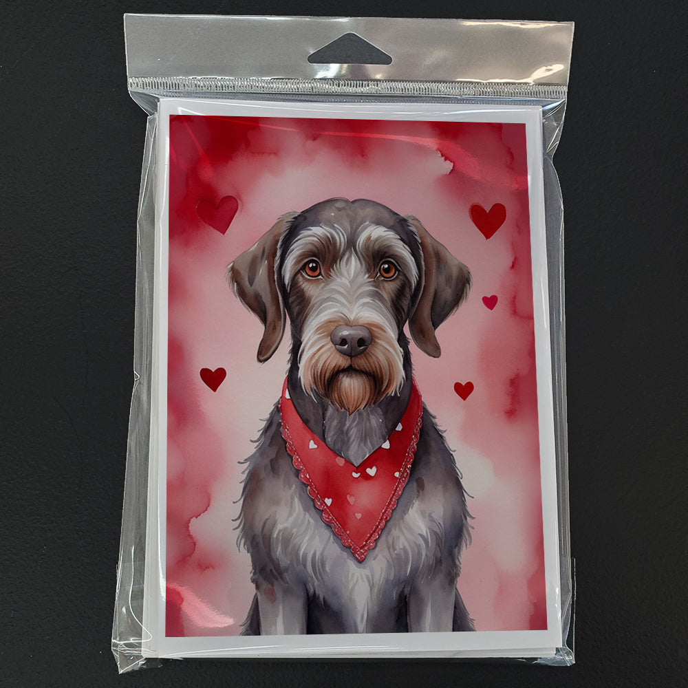 German Wirehaired Pointer My Valentine Greeting Cards Pack of 8