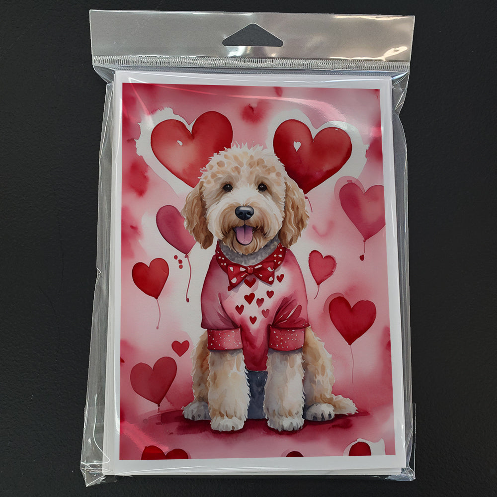 Goldendoodle My Valentine Greeting Cards Pack of 8