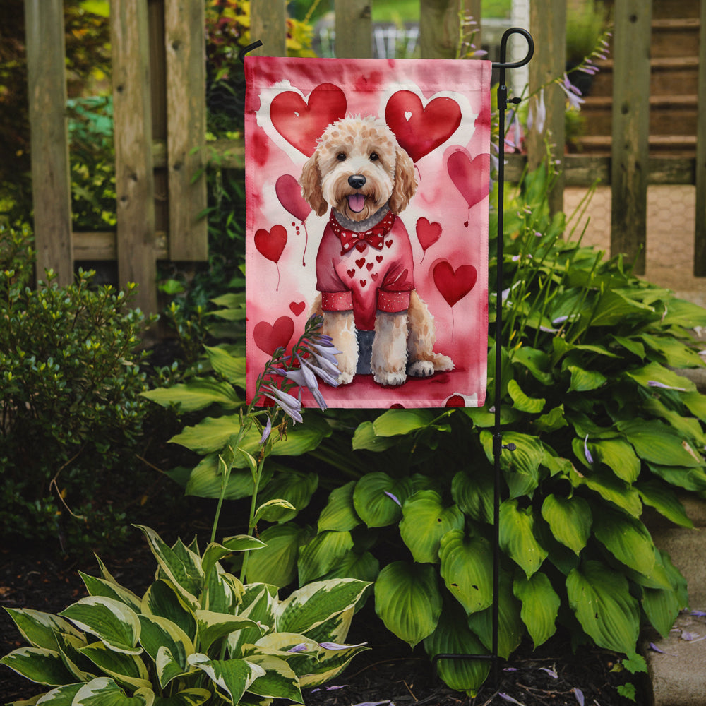 Caroline's Treasures Goldendoodle Valentine’s Day Garden Flag – Dog-Themed Heart Yard Decor