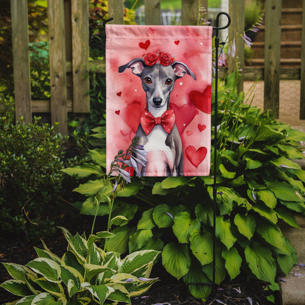 Caroline's Treasures Italian Greyhound Valentine’s Day Garden Flag – Dog-Themed Heart Yard Decor