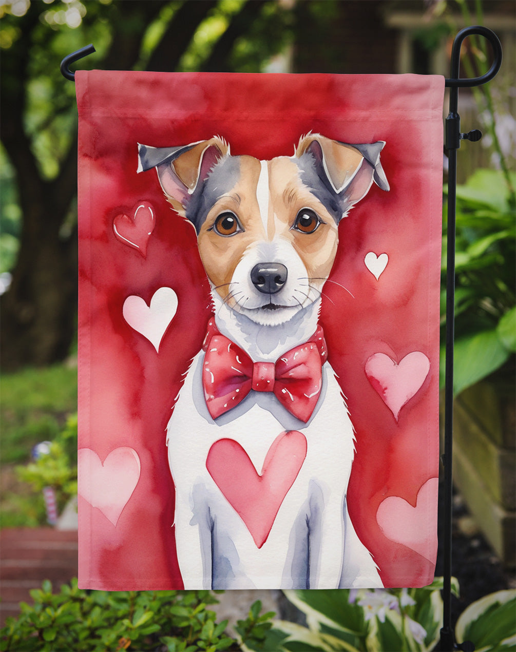 Jack Russell Terrier My Valentine Garden Flag
