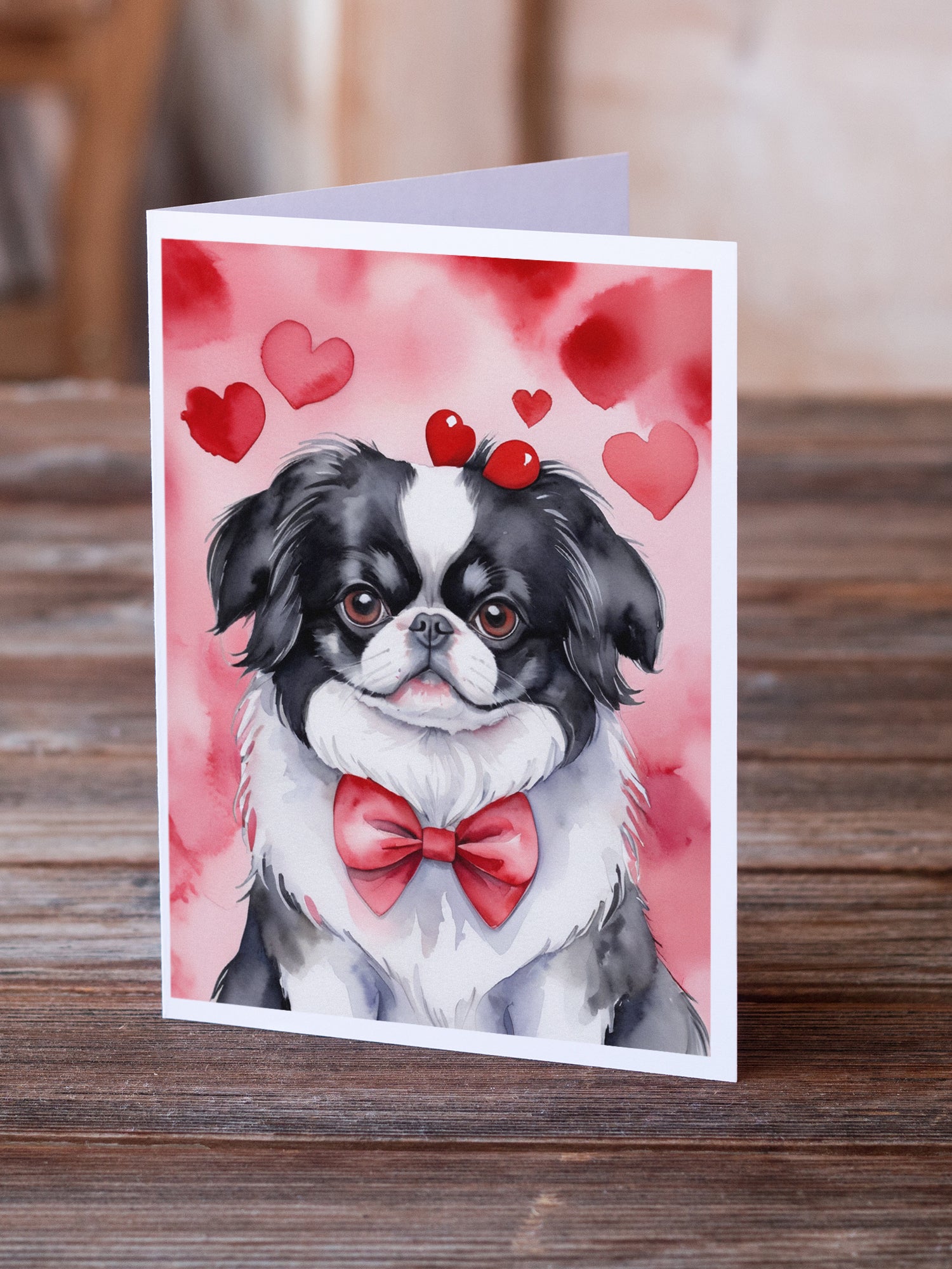 Buy this Japanese Chin My Valentine Greeting Cards Pack of 8