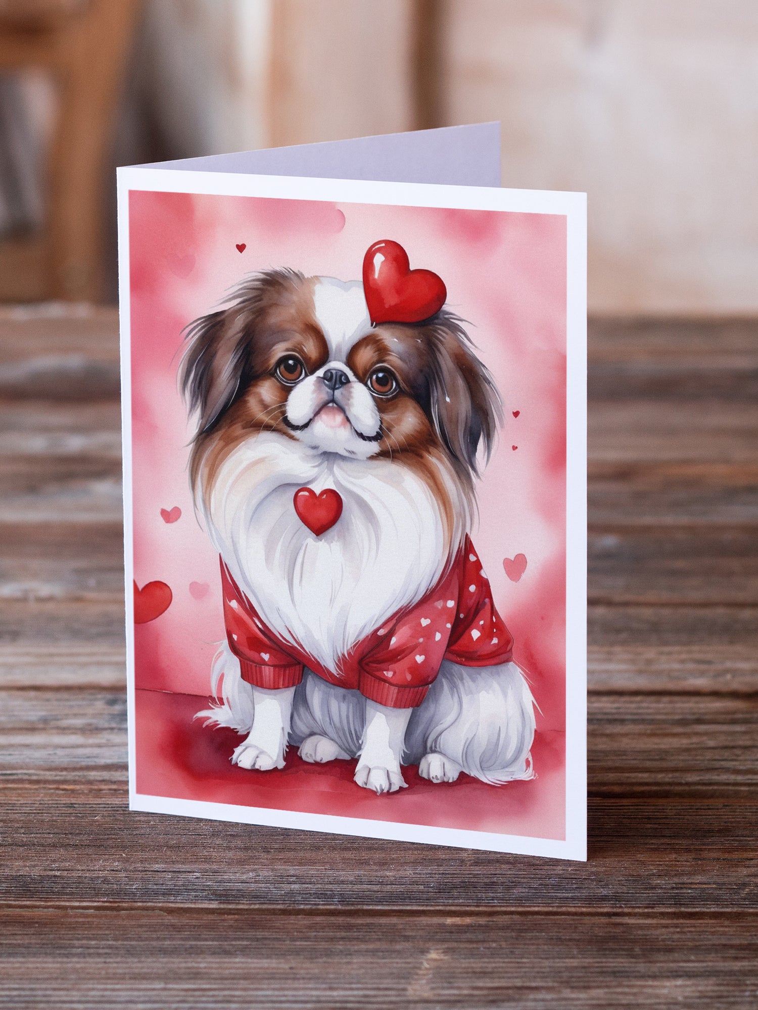 Japanese Chin My Valentine Greeting Cards Pack of 8