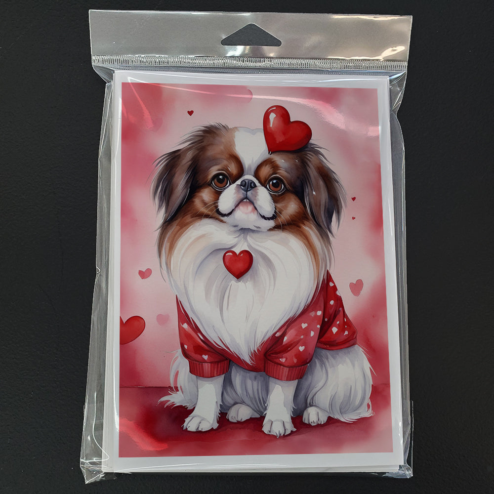 Japanese Chin My Valentine Greeting Cards Pack of 8