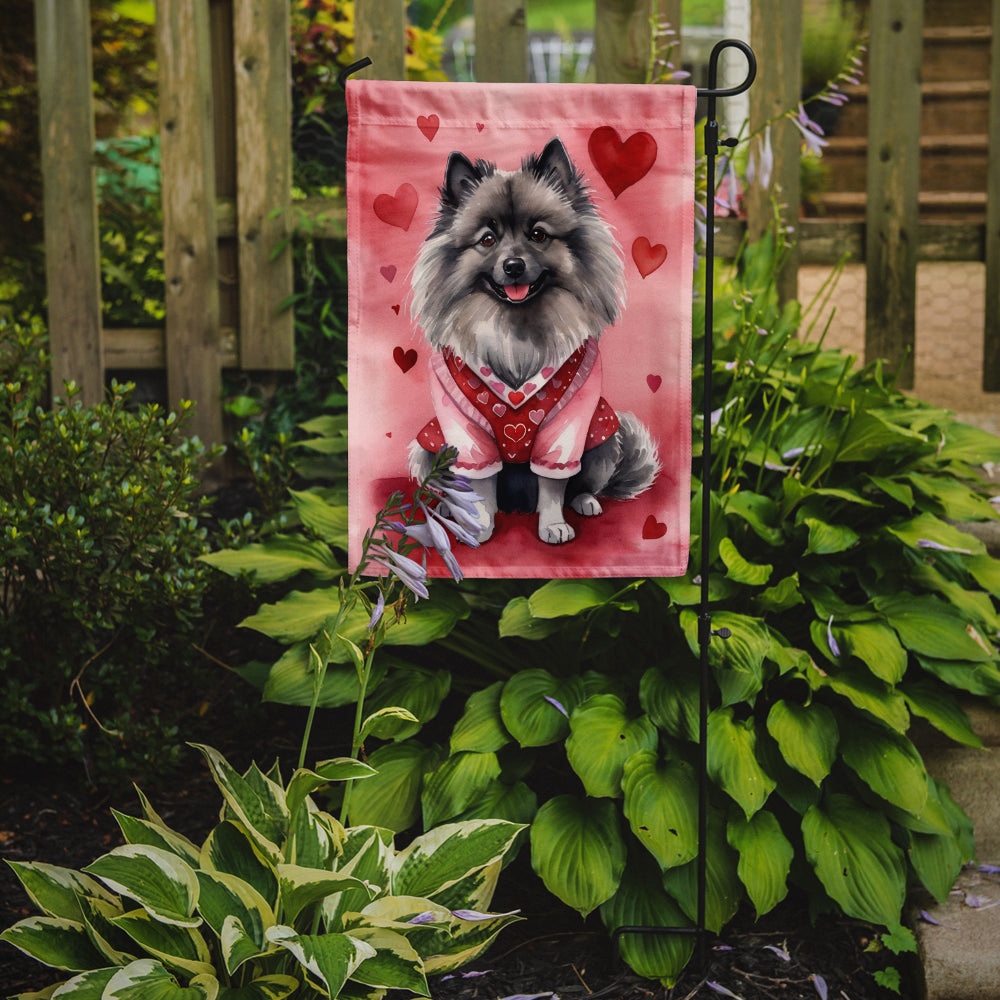 Caroline's Treasures Keeshond Valentine’s Day Garden Flag – Dog-Themed Heart Yard Decor