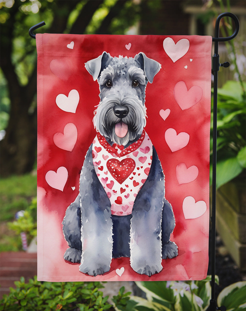 Kerry Blue Terrier My Valentine Garden Flag