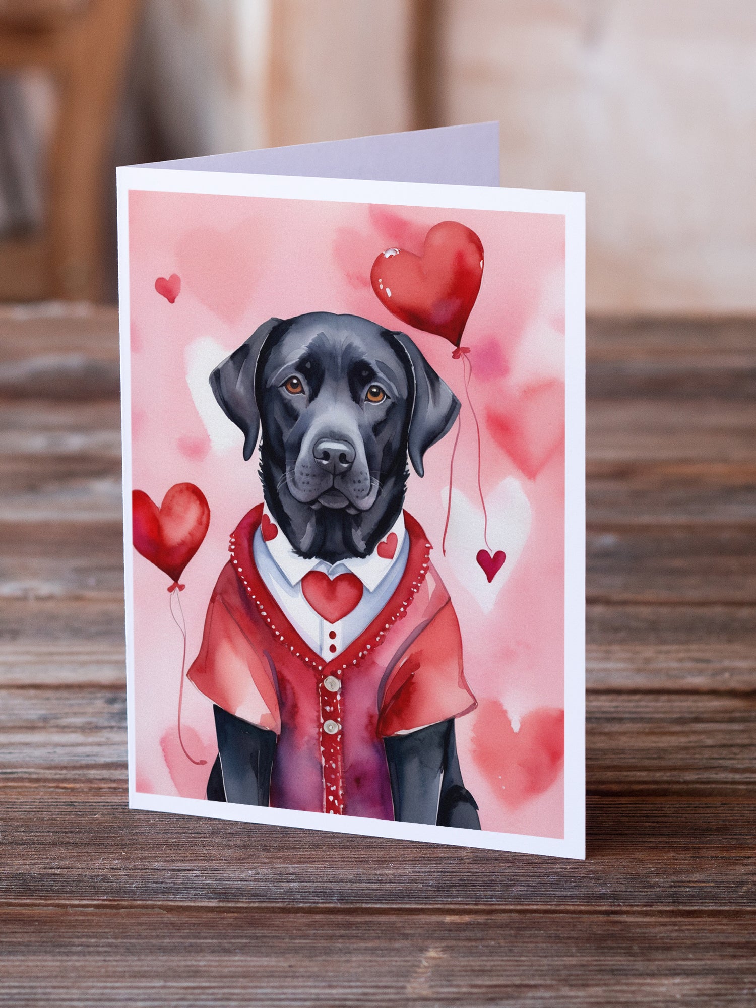 Black Labrador Retriever My Valentine Greeting Cards Pack of 8