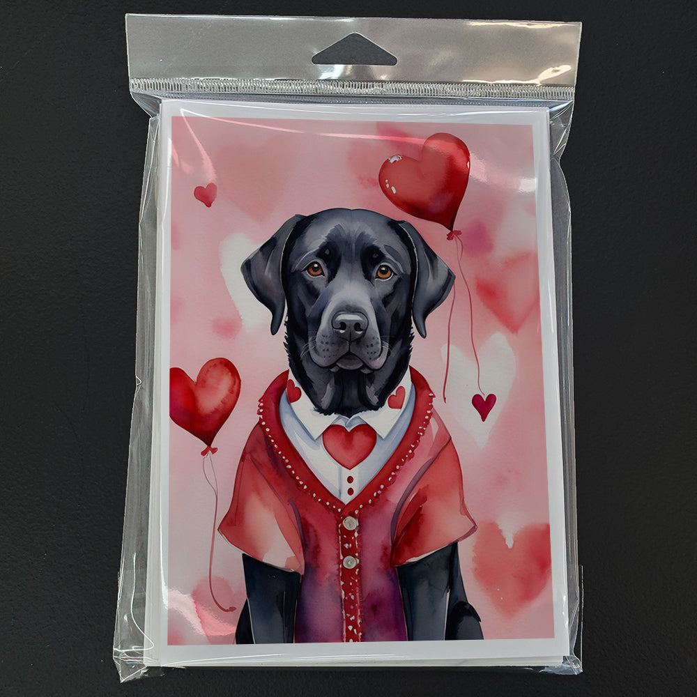 Black Labrador Retriever My Valentine Greeting Cards Pack of 8
