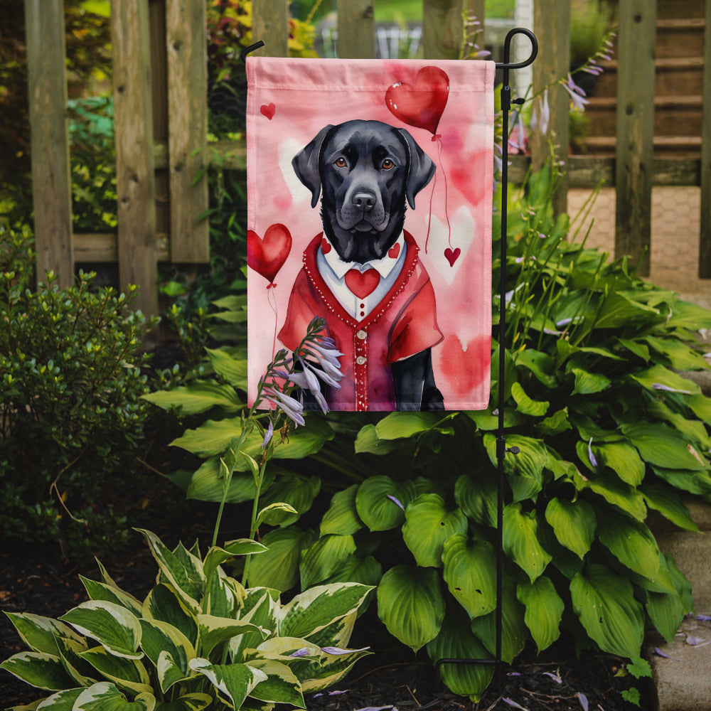 Black Labrador Retriever My Valentine Garden Flag