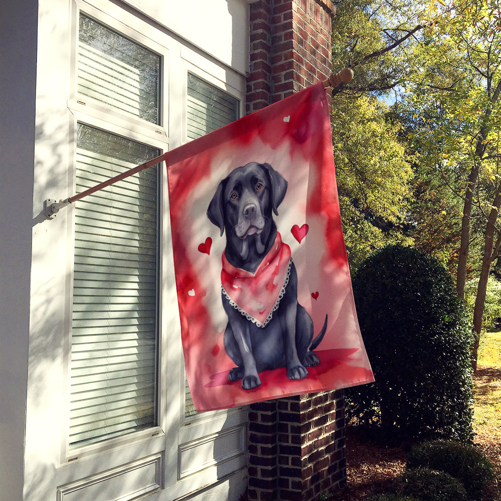 Black Labrador Retriever My Valentine House Flag