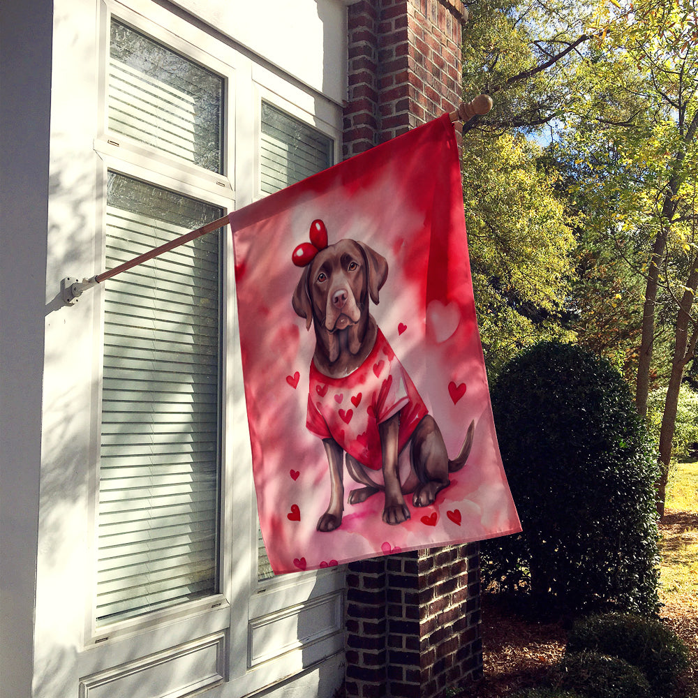 Chocolate Labrador Retriever My Valentine House Flag