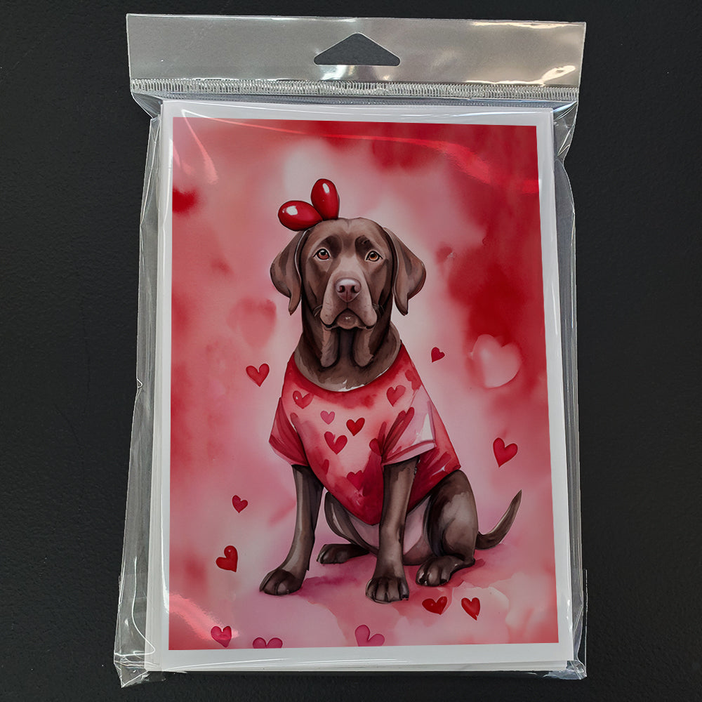 Chocolate Labrador Retriever My Valentine Greeting Cards Pack of 8