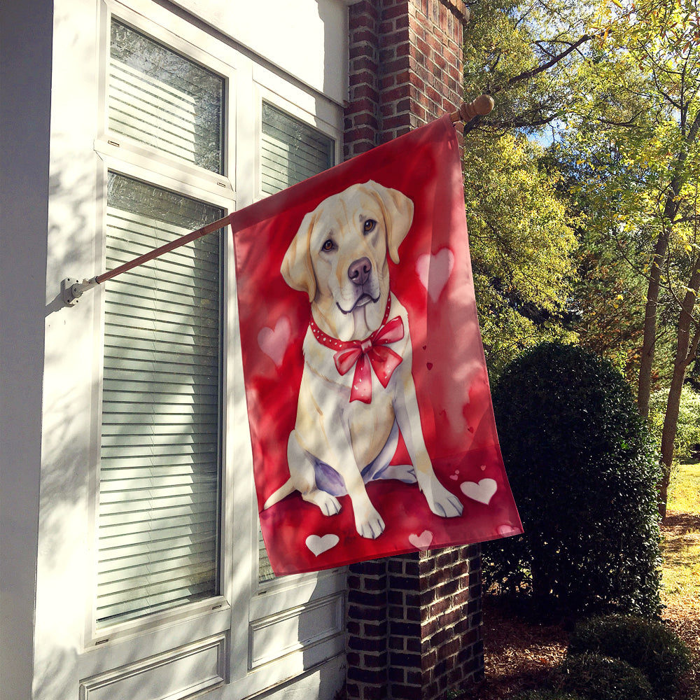 Yellow Labrador Retriever My Valentine House Flag