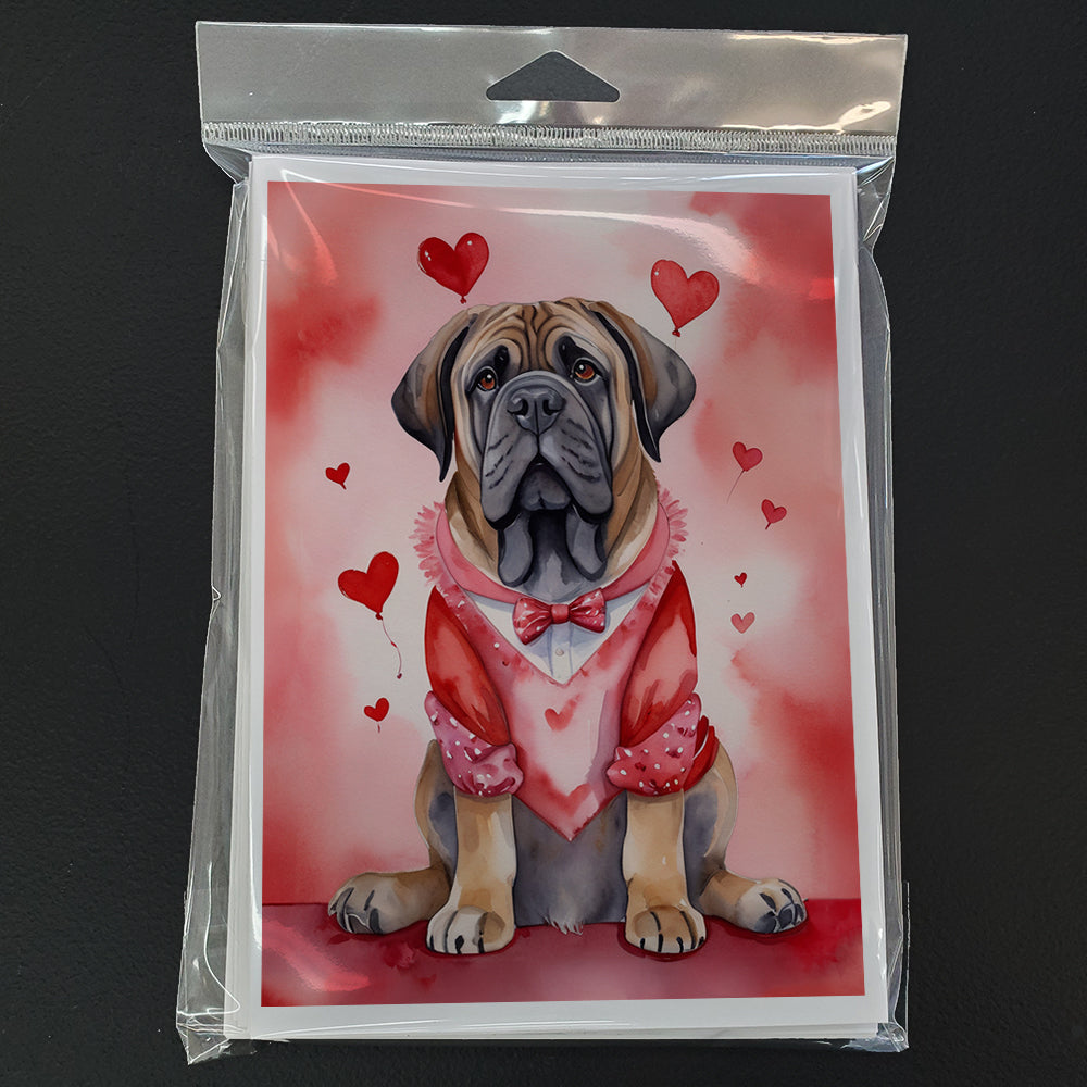 Mastiff My Valentine Greeting Cards Pack of 8