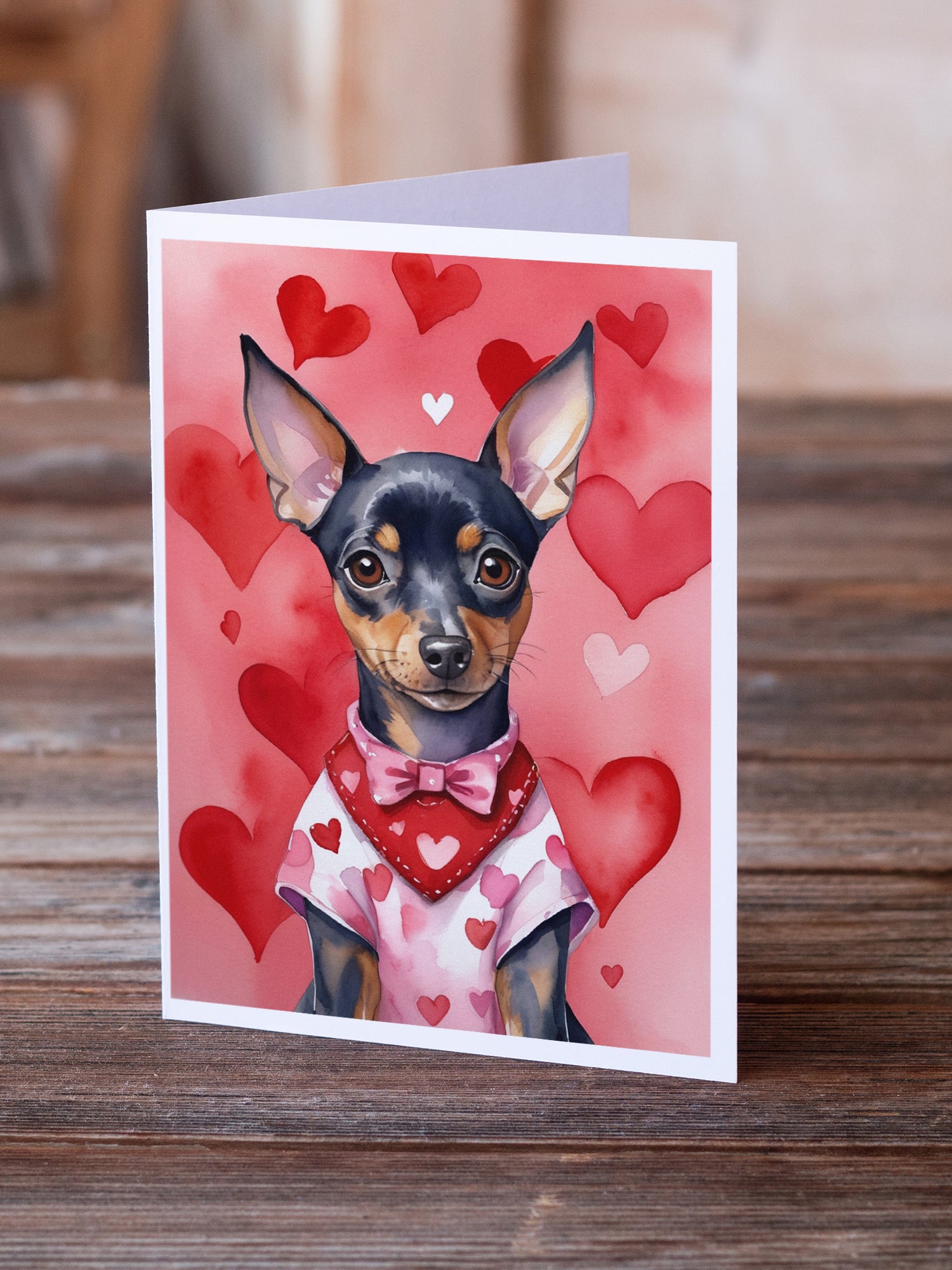Miniature Pinscher My Valentine Greeting Cards Pack of 8