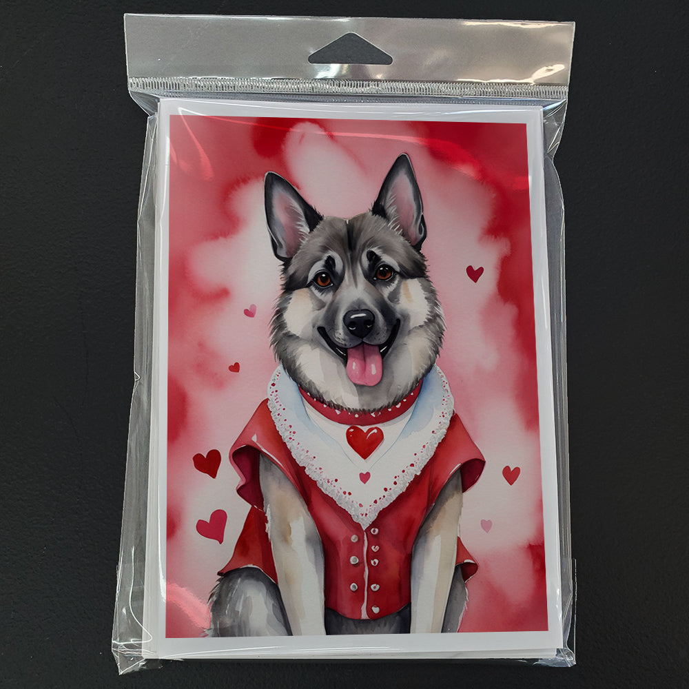 Norwegian Elkhound My Valentine Greeting Cards Pack of 8
