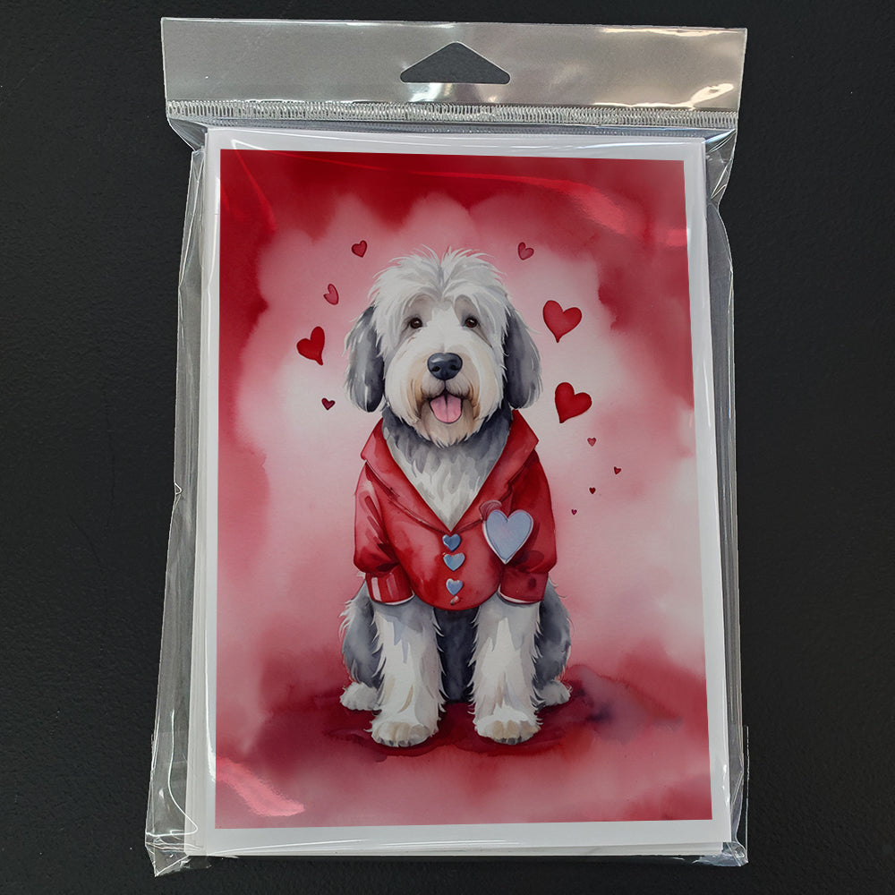 Old English Sheepdog My Valentine Greeting Cards Pack of 8