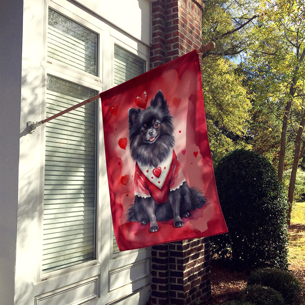 Pomeranian My Valentine House Flag
