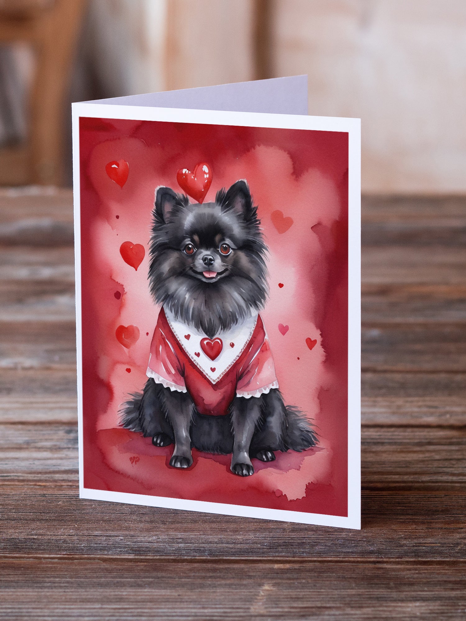 Caroline's Treasures Pomeranian My Valentine Greeting Cards - Blank Note Cards – 8-Pack of Artist-Designed Cards with Envelopes