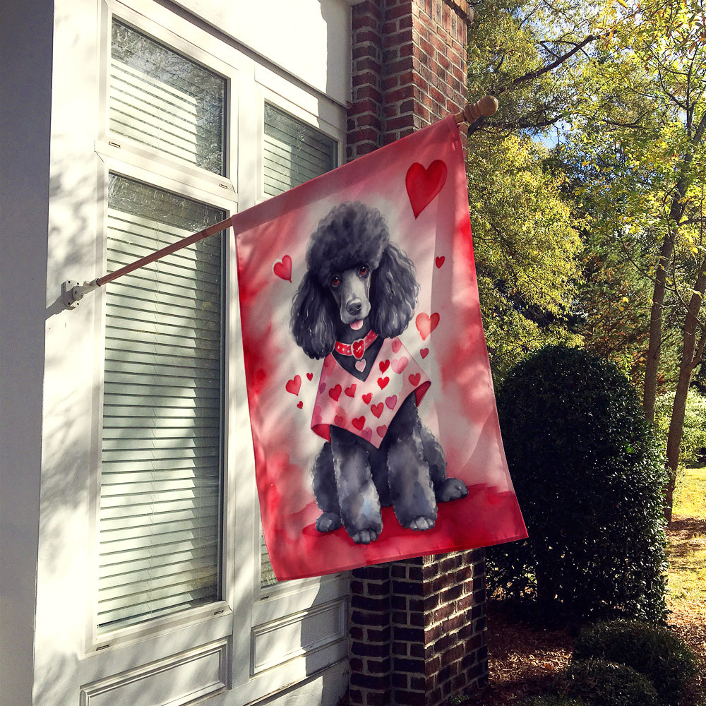 Buy this Black Poodle My Valentine House Flag