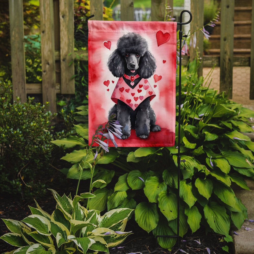 Black Poodle My Valentine Garden Flag