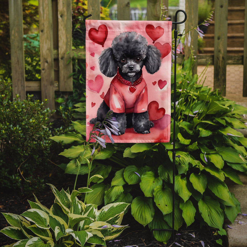 Black Poodle My Valentine Garden Flag