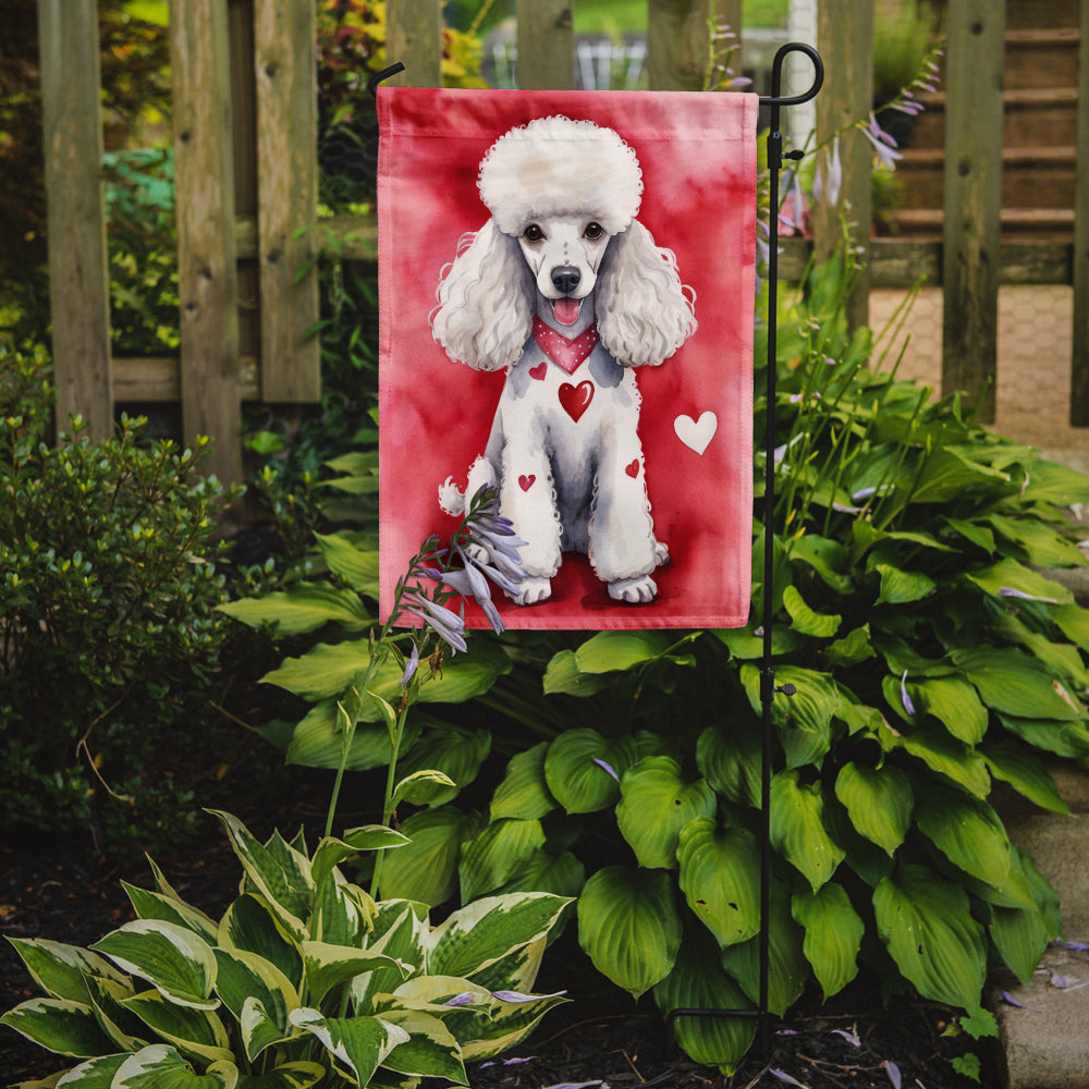 White Poodle My Valentine Garden Flag