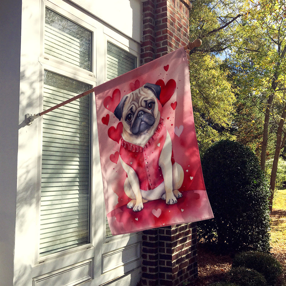 Pug My Valentine House Flag
