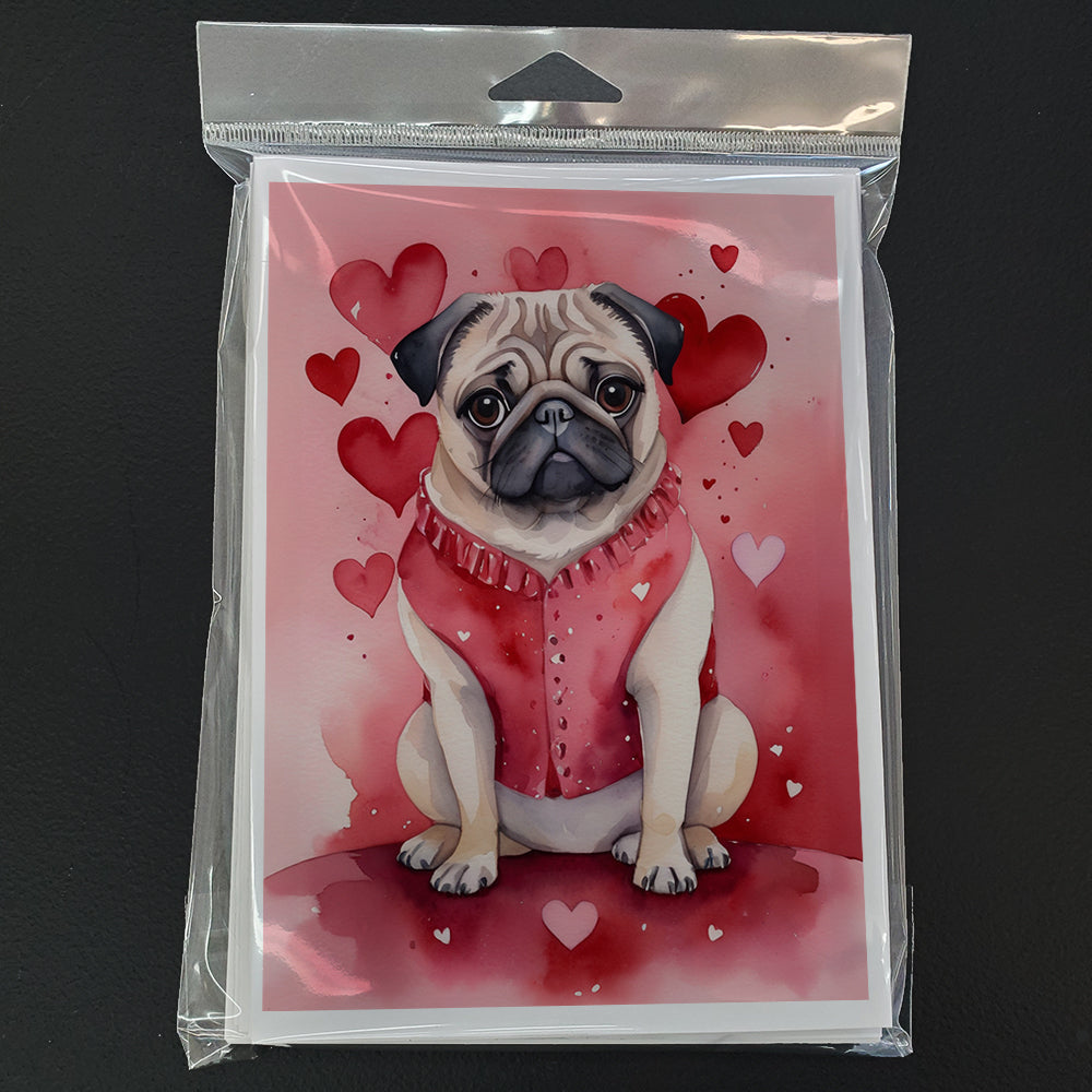 Pug My Valentine Greeting Cards Pack of 8