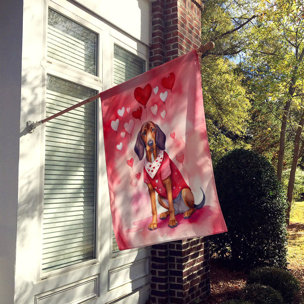 Redbone Coonhound My Valentine House Flag